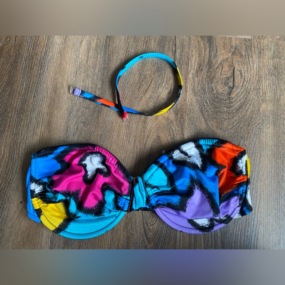 Vintage 90’s Roxanne convertible bikini made in USA size 16 bandeau to halter - Picture 9 of 13